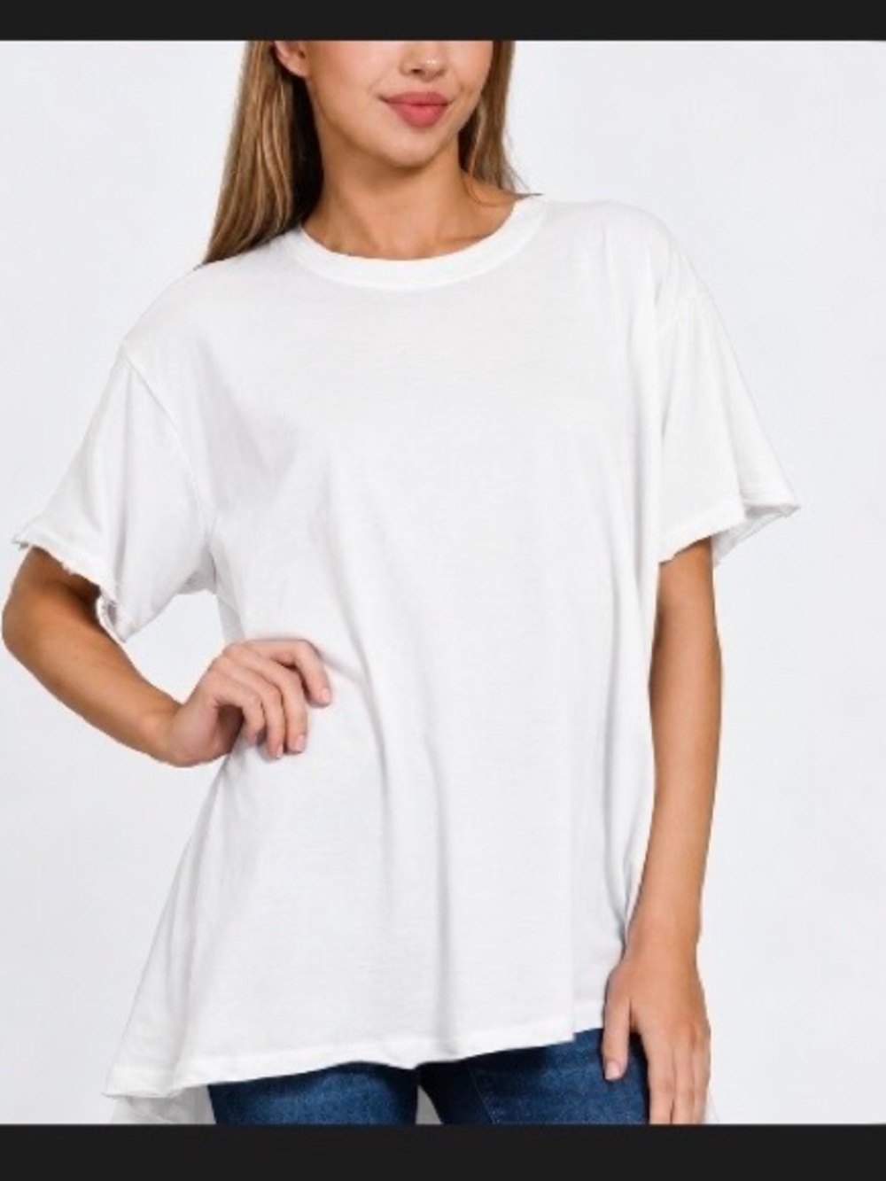 Zenana Outfitters White Oversized Short Sleeve Crew Tee